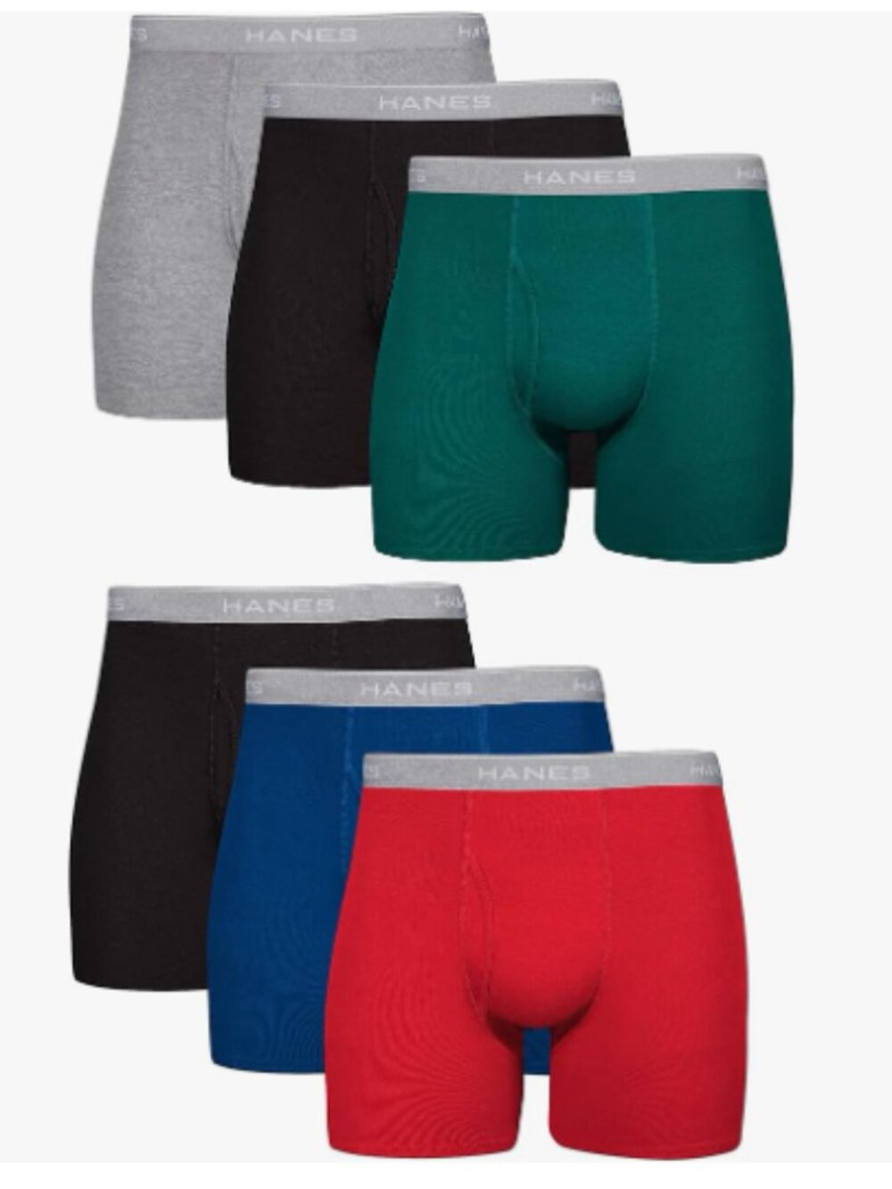New Hanes 6 Pack Mens Cool Dri Moisture Wicking Boxer Brief Underwear